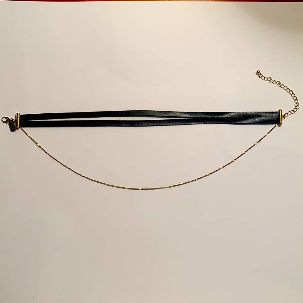 American Eagle Gold Chain and Black Choker Layered Necklace
